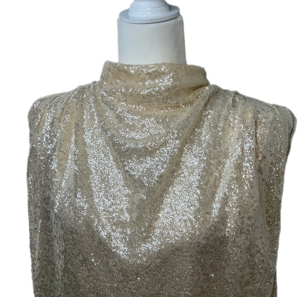 Amanda Uprichard Sequin Pleated Draped short Sleeve Top - Picture 9 of 13